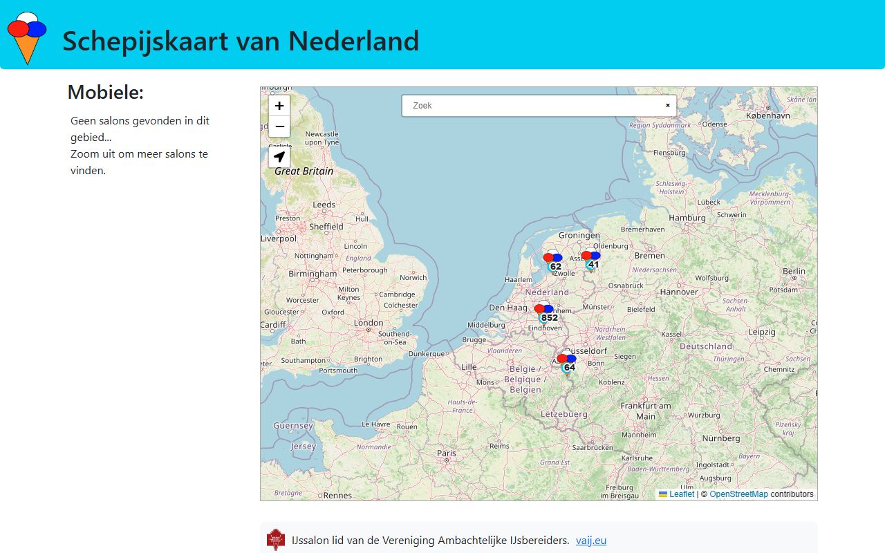 Website Schepijskaart van Nederland