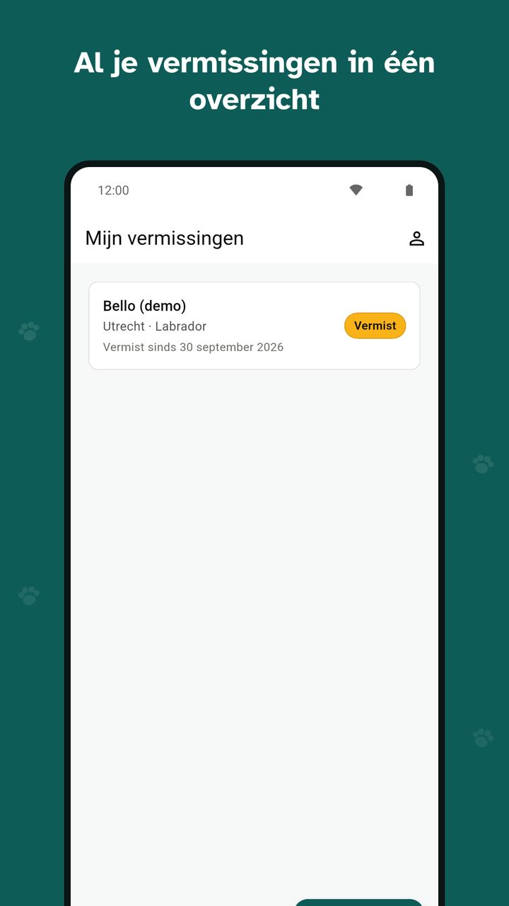 App: overzicht van mijn vermissingen