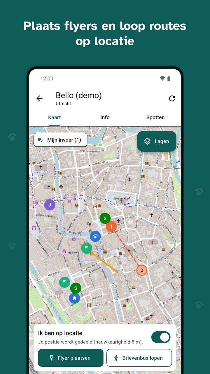 App: een flyer plaatsen op de huidige locatie